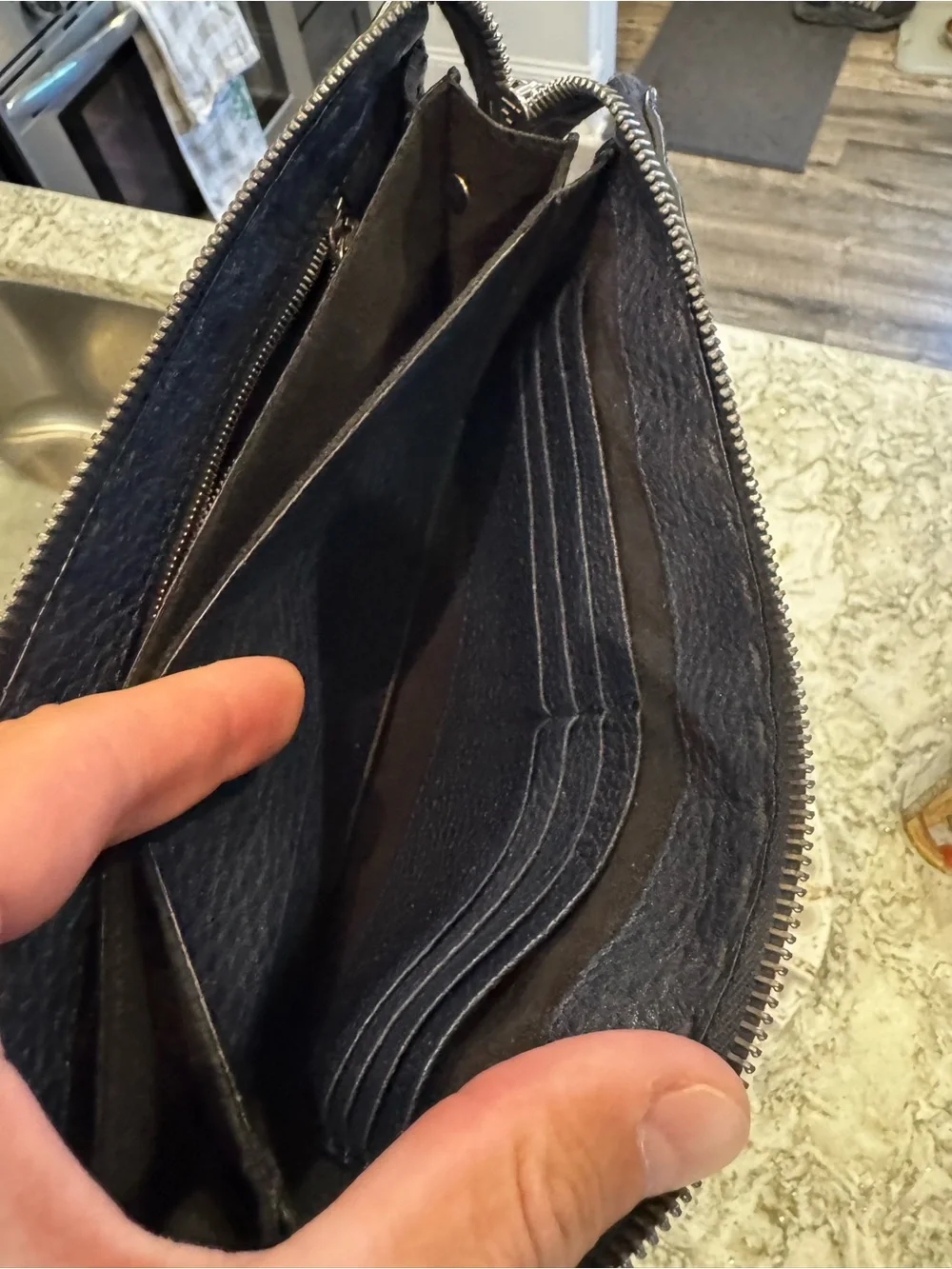 Fendi Navy Monster Clutch Leather